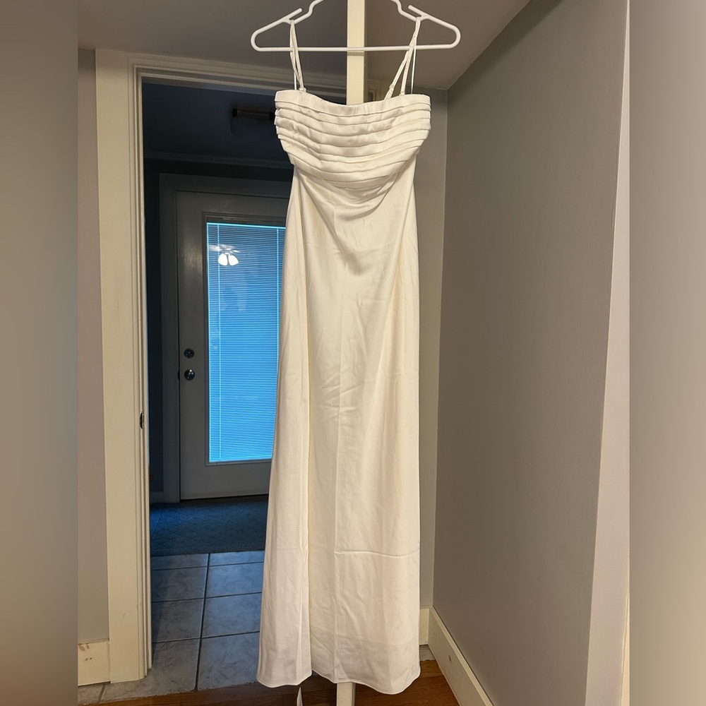 Abercrombie & Fitch Emerson Strapless Slim Maxi Dress white NWT